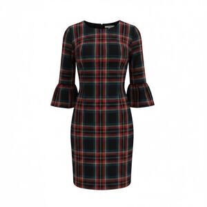 Vineyard Vines Killy Plaid Bell Sleeve Shift Dress Minimalist SZ 4